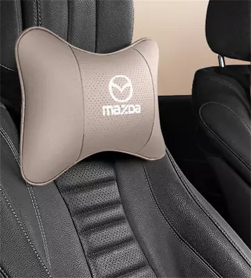 2X Car Pillows Breathable Cushion Headrest Neck Rest Mat Leather For Mazda Beige • $34