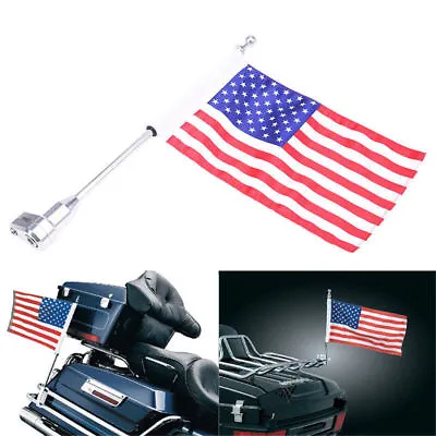 Motorcycle American USA Flag Flagpole Luggage Rack Mount For Harley US Seller • $28.97