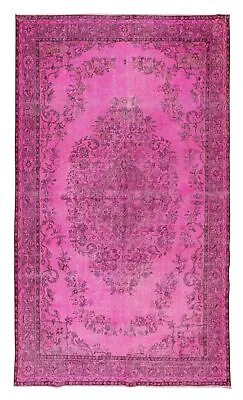 $753.90 • Buy 6x10 Ft Handmade Turkish Vintage Area Rug Re-Dyed In Pink For Living Room Decor