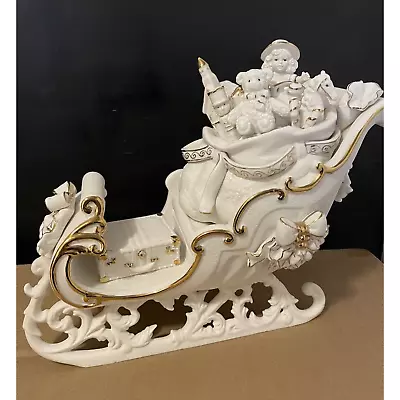 Retro Rare 2001 Collectors Edtion Grandeur Noel   Porcelain Sleigh  • $110.49