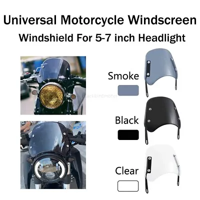 $18.99 • Buy Motorcycle Headlight Windshield Windscreen Universal For 5-7'' Round Headlight