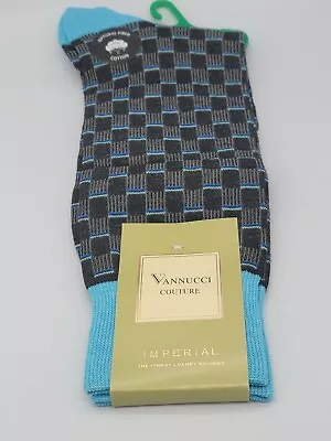 Vannucci Designer Dress Socks Mens 10-13 TURQUOISE Patterned  • $14.60