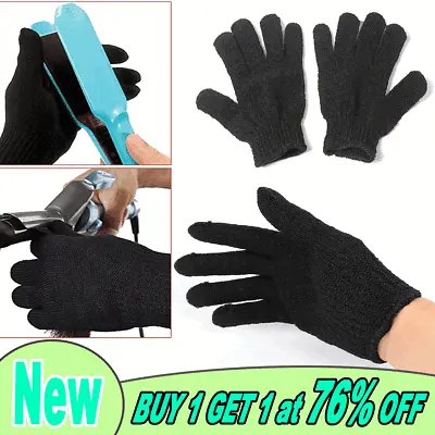 Black Protective Gloves Heat Resistant Hair Straighteners Perm Curling Glove • £2.92