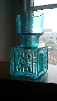 Dartington Glass Kingfisher Blue  Abstract Vase Concaved FT 65  60s Thrower • £40