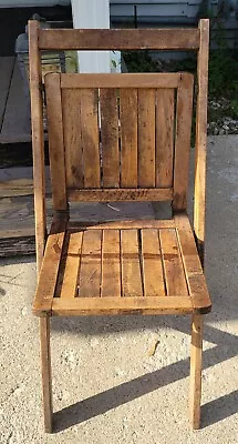 Vintage Simmons Company Antique Wooden Slats Folding Chair Made In USA • $35