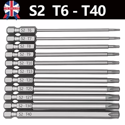 11Pcs Long Reach Torx Star Hex Security Bit Set Tamper Proof Screwdriver Bits UK • £4.49