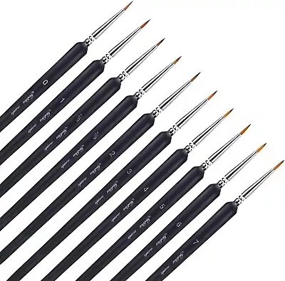 10 PCS Detail Paint Brush SetMiniature Art Painting Brushes For Watercolor Oil • £2