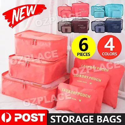 $10.85 • Buy 6PCS Packing Cubes Travel Pouches Luggage Organiser Clothes Suitcase Storage Bag
