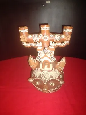 Vintage Clay Terracotta Folk Art Church Candelabra • $125