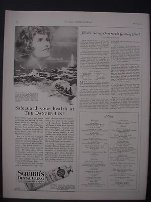 1925 Squibb Dental Cream Life Guards Light House Vintage Print Ad 11900 • $4.98