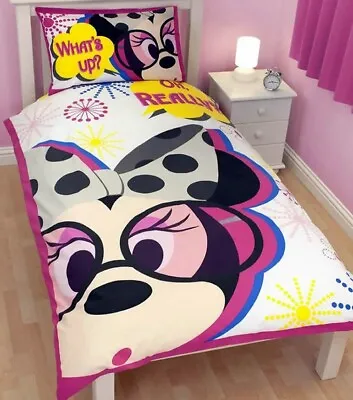 Disney Minnie Mouse 'Shopaholic' Reversible Single Bed Duvet Quilt Cover Set • £21.06