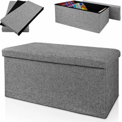 £27.99 • Buy 2 Seater Large Folding Storage Ottoman Pouffe Bench Seat Blanket Toy Chest Box