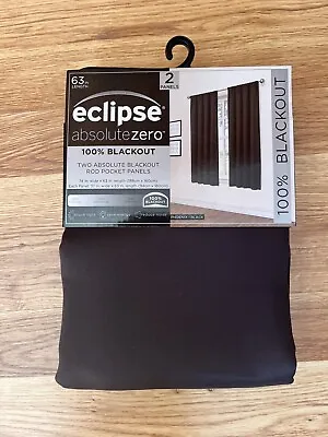 Brand New Eclispe Phoenix Blackout Window Curtain Pair 37x63 Black Absolute Zero • $10