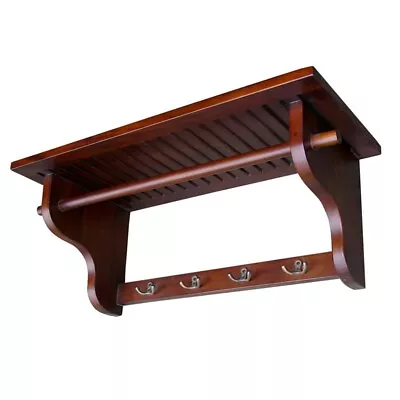 Rustic Mahogany Finished Wall Mounted Rack Shelf -DWH001 • $31.45