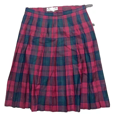 Kinloch Anderson Made In Scotland Wool Red Tartan Plaid Pleated Kilt Skirt • $95