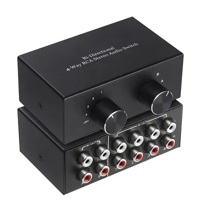 Two-Way Stereo Audio Switch RCA Distributor HUB 2X4 Signal Selector Switcher • £27.62