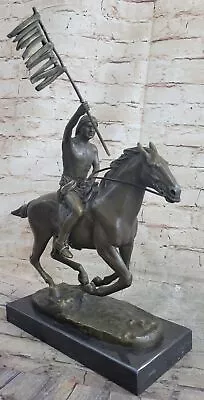 Rare Vintage Armor Bronze Native American Indian Warrior Riding Horse Figure Art • $449.50