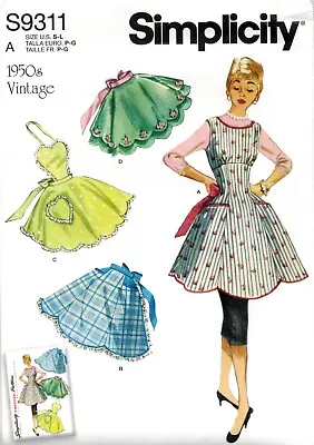 Simplicity 9311  Apron Misses Retro Vintage 50s Reissue S-L Craft Sewing Pattern • $10.95