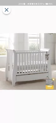 Tutti Bambini Katie Space Saver Sleigh Cot Bed With Under Bed Drawer - White • £288