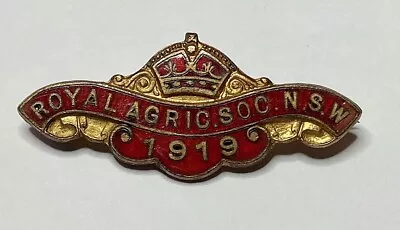 £30 • Buy Vintage 1919 Gold & Red Enamel Badge Royal Agricultural Society NSW - High Grade