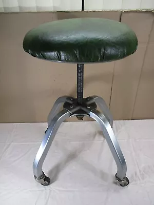 Vtg Metal Rolling Adjustable Swivel Stool By Royal Corp Industrial W/ Screw Top • $119.99