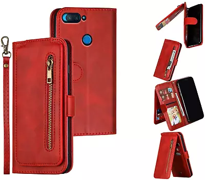 Xiaomi Mi 8 Lite Multifunction Wallet Case 9 Card Slots Vertical Flip Front Zip • $11.95