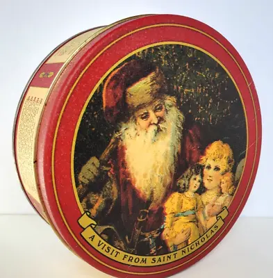 Vintage CHRISTMAS SANTA CLAUS COOKIE TIN  A Visit From St Nicholas   Chein 1984 • $9.99