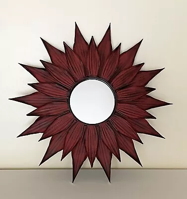 Vtg. Pier 1 Wall Mirror Sunburst Star Flower Shaped Round Mirror Metal 27 1/4  D • $66.50