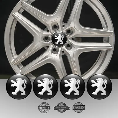 Set Of 4 Silicone Center Wheel Cap Stickers Peugeot Emblem Logo Decals Rims • $66.93