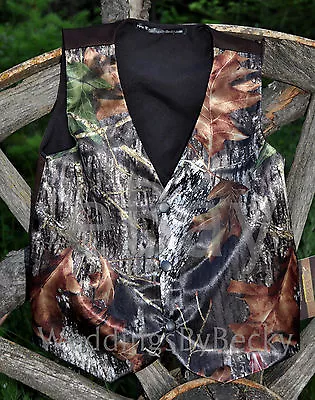 NEW SATIN Camo Wedding Vest/CHILD's Custom Made-start $29- Sizes-12m To 14  • $39