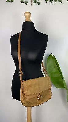 Genuine Vintage 1970’s Mustard Brown Suede Crossbody Shoulder Bag • £30