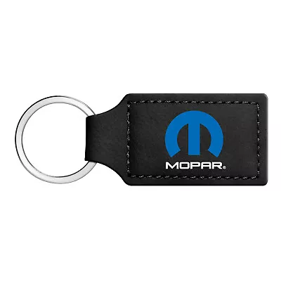 Mopar In Color Rectangular Black Leather Key Chain Key-Ring Dodge Jeep RAM • $19.99