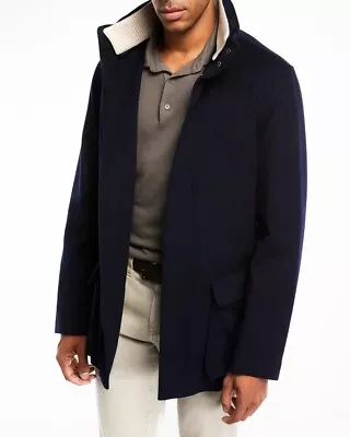$5800 LORO PIANA Blue Winter Voyager 100% Baby Cashmere Jacket Coat 50 EU Medium • $4395