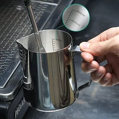 Coffee Frothing Jug Latte Art Milk Frother Pitcher Stainless Steel Measurement  • $12.69