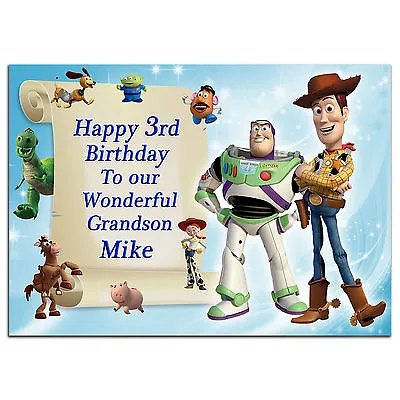 C185; Large Personalised Birthday Card; Custom Made For Any Name; ToyStory Blue • £4.50