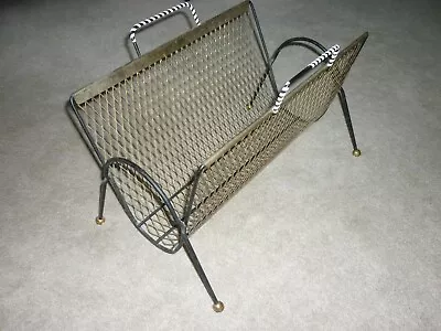 Vintage Mid Century Modern MCM Gold Metal Mesh Magazine Album Rack Organizer • $29.99