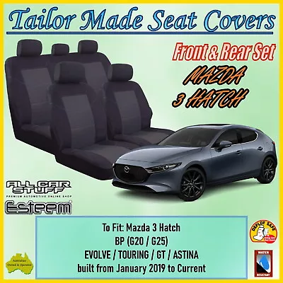 Tailor Made Black Seat Covers For Mazda 3 Hatch BP G20 / G25: 01/2019 To Current • $169.98