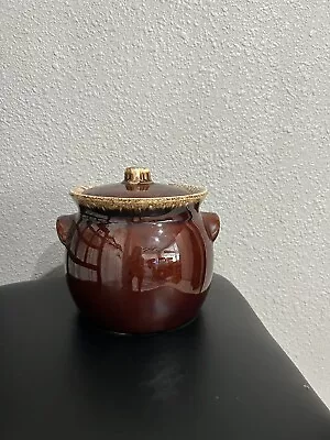 Vintage Bean Pot With Lid Hull Glazed Oven Proof 6” Hi • $19.99