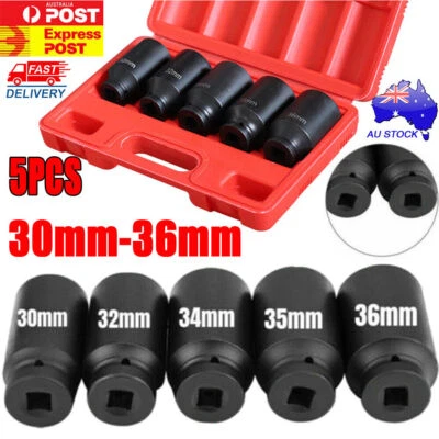 $37.99 • Buy 1/2  Drive Deep Impact Axle Hub Nut Socket Set 30mm 32mm 34mm 35mm 36mm Sockets