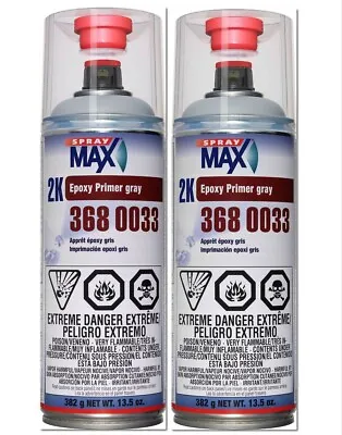 2 Cans SprayMax 3680033 2K Epoxy Rust Cure Primer Gray 13.5 Oz • $51.43