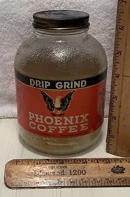 Vintage Phoenix Coffee Jar With Label And Lid . Lot# N • $22