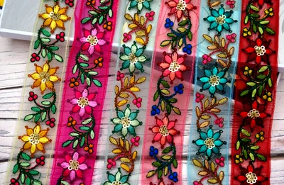 £3.99 • Buy Multi Colour Floral Indian Trim Sewing Craft Ribbon Bag Straps Event Dress Make