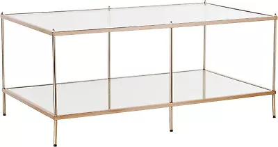 SEI Furniture Knox Glam Mirrored 2-Tier Coffee Table Gold • $194.99