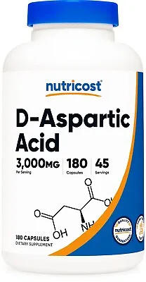 Nutricost D-Aspartic Acid Capsules (180 Capsules) (3000mg Serving) • $15.99