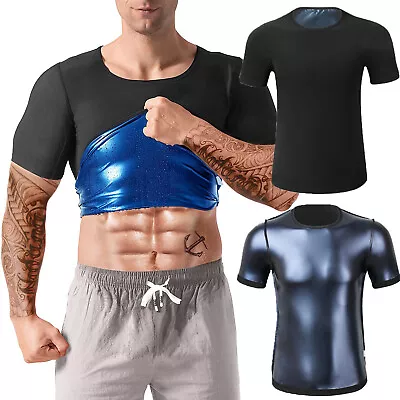 Sauna Suit Workout Sauna Exercise T-Shirt Compression For Men Waist Trainer Gym • $14.99