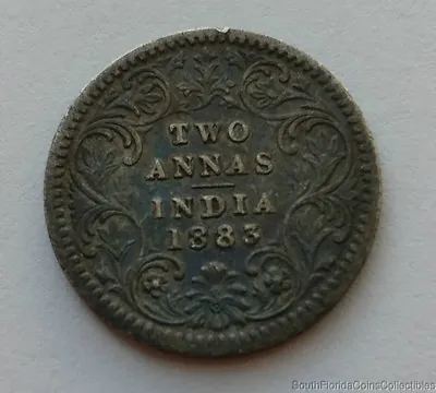 1883 India Two 2 Annas .917 Silver Coin • $39.95