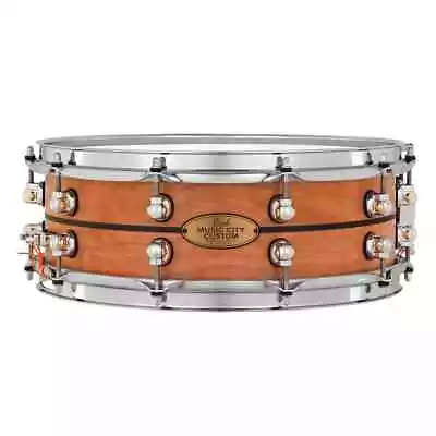 Used Pearl Music City Custom Solid Cherry 14x5 Snare Drum Natural W/Ebony Inlay • $879.99