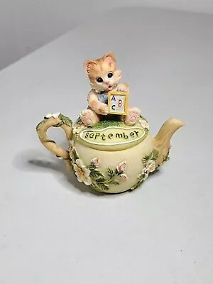 Vintage Miniature Kitty Cat  September  ABC Teapot Trinket Box- No Markings • $25