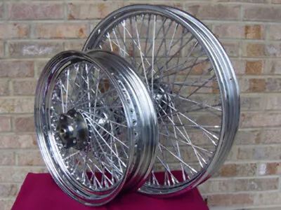 80 Spoke Chrome Wheel Set For Harley Chopper Dyna Softail 21x2.15 / 16x3 • $678