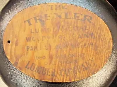 ANTIQUE WOOD Oval Stenciled Sign Trexler Lumber Coal Company Allentown Pa. • $40